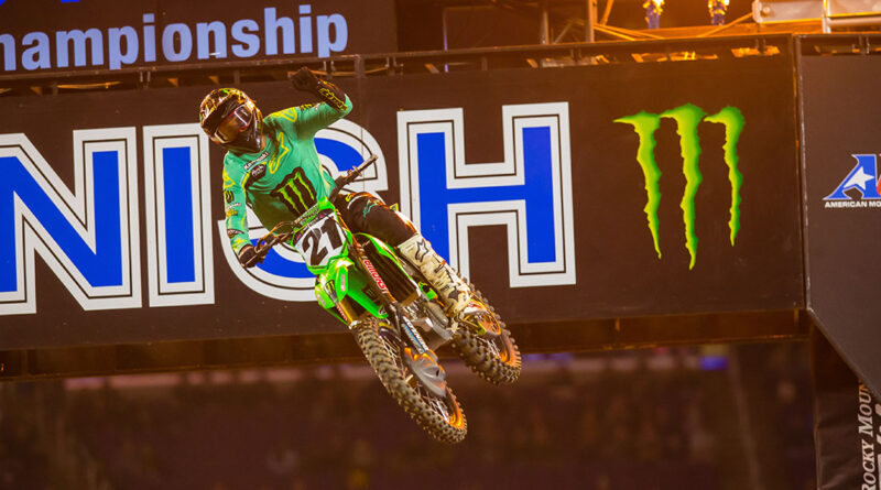 Jason Anderson hitting a jump in Minneapolis AMA Supercross | Credit: Jeff Kardas