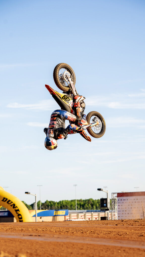 Travis Pastrana backflip at American Flat Track Atlanta Super TT