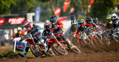 Motocross riders taking a turn at Loretta Lynns