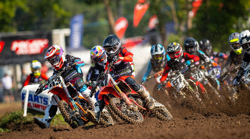 Motocross riders taking a turn at Loretta Lynns