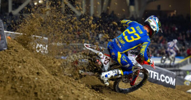 Chase Sexton turning up dirt at San Diego Supercross | Courtesy of Team Honda HRC